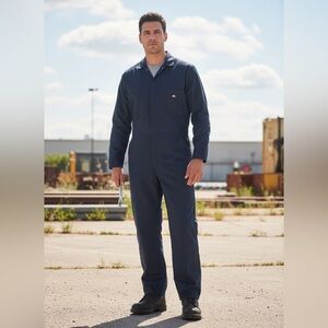Dickies Dark Navy Blended Long Sleeve Coveralls Sz L
